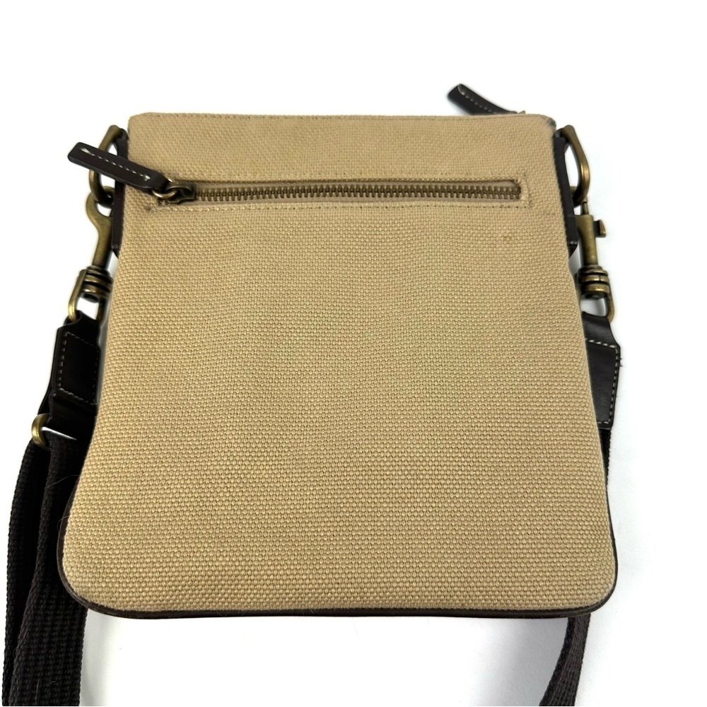 Eddie Bauer Crossbody Bag Canvas Leather Trim Tan Brown Vintage‎ Handbag Travel - Picture 5 of 10